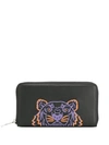 Kenzo Kampus Tiger Leather Wallet In Black
