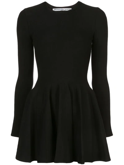 Alexander Wang Long Sleeve Fit & Flare Dress In Black