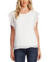 Vince Camuto Flutter Sleeve Bubble Dot Top In Pearl Ivory