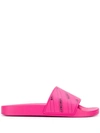 Balenciaga Logo Pool Slide Sandal In Pink Black