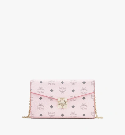 MCM Patricia Visetos Leather Crossbody Wallet Powder Pink