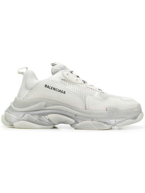 Balenciaga Triple S Sole Mesh, And Leather Sneakers In Grey |