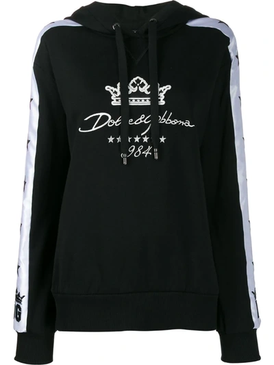 Dolce & Gabbana Jersey Hoodie With Embroidery In Black