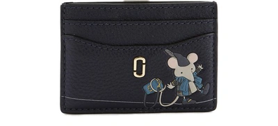 Marc Jacobs Leather Card Holder In Navy