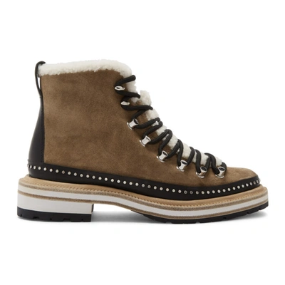 Rag & Bone Compass Studded Leather And Shearling-trimmed Suede Ankle Boots In 227 Cml/shr