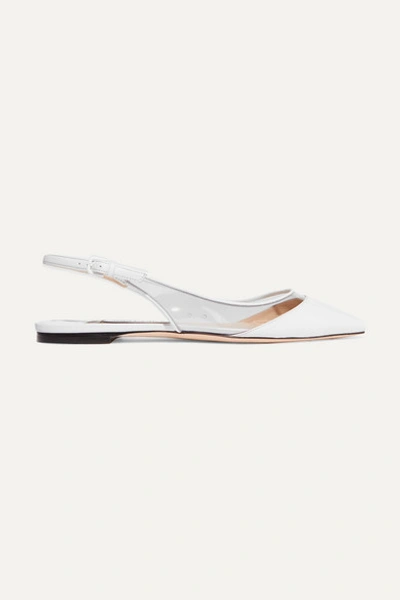 Jimmy Choo Erin Pvc And Leather Slingback Point-toe Flats In White