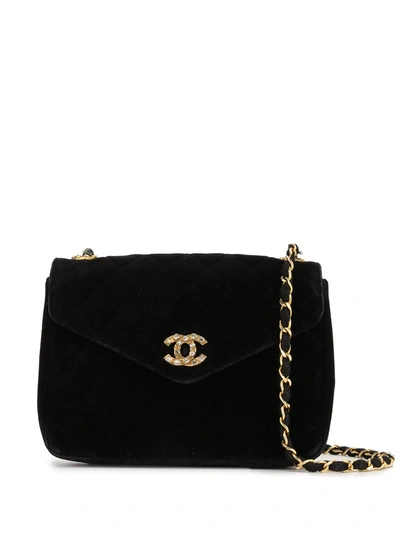 Pre-owned Chanel 1985-1993 Diamond Quilted Chain Shoulder Bag In Black
