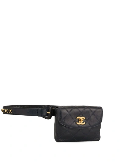 Pre-owned Chanel Cosmos Line Chain Belt Bag In Black