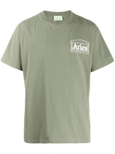 Aries Logo Print T-shirt In Green