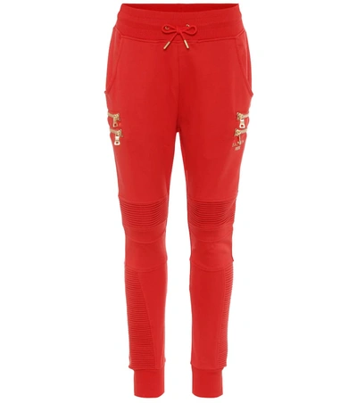 Puma X Balmain High-rise Slim Sweatpants In Red