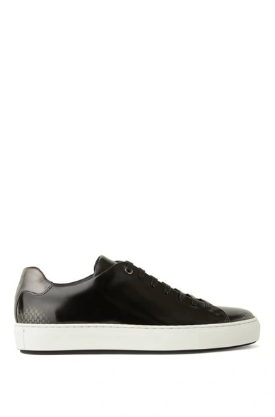 Hugo Boss - Tennis Inspired Trainers In Brush Off Leather - Black