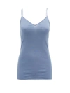 Hanro Women's Cotton Seamless V-neck Camisole In Carribean Blue