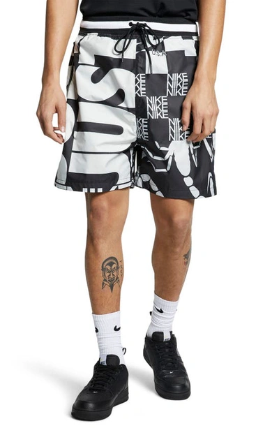 Nike Allover Print Logo Shorts Black In Sail