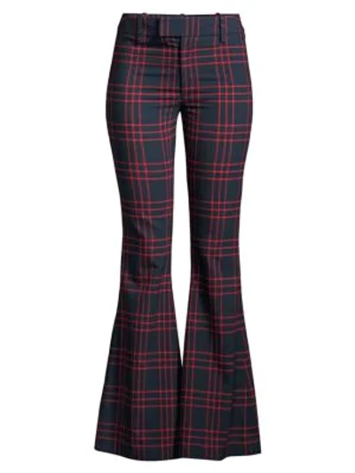 Smythe Checked Bootcut Pants In Red Navy Grid