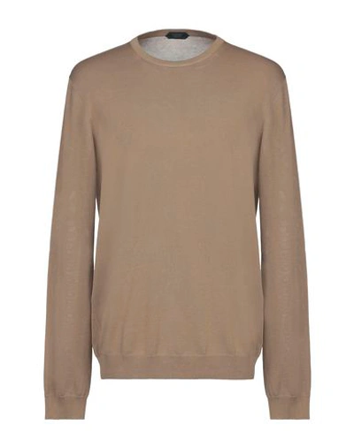 Zanone Sweaters In Khaki