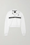 Nike Air Cropped Printed Cotton-blend Fleece Sweatshirt In Light Gray