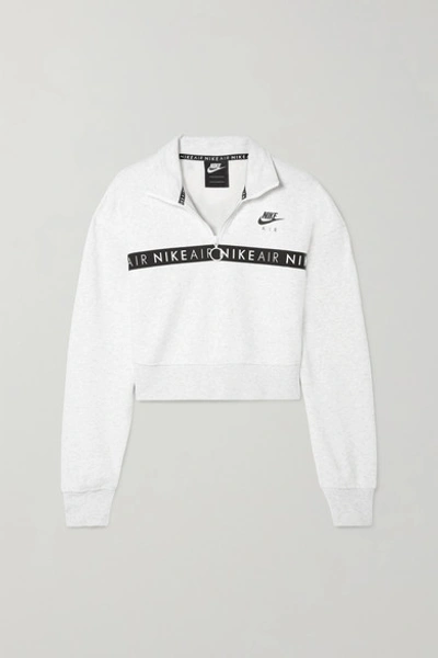 Nike Air Cropped Printed Cotton-blend Fleece Sweatshirt In Light Gray