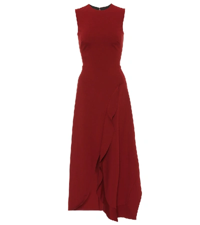 Victoria Beckham Sleeveless Asymmetric-wave Hem Midi Dress In Red