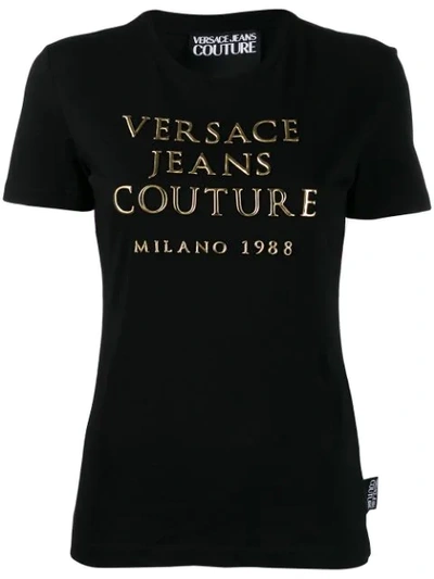 Versace Jeans Couture Logo Appliqué T-shirt In Black