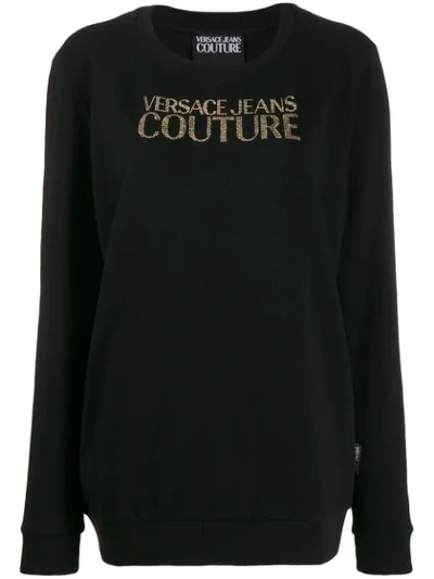 Versace Jeans Couture Long Logo Jumper In Black