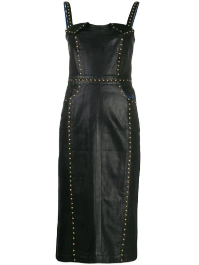 Versace Jeans Couture Studded Coated Dress In Black