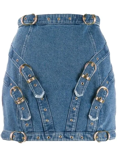 Versace Jeans Couture Buckle Detail Mini Skirt In Blue