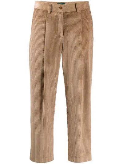 Jejia Cropped Corduroy Trousers In Neutrals