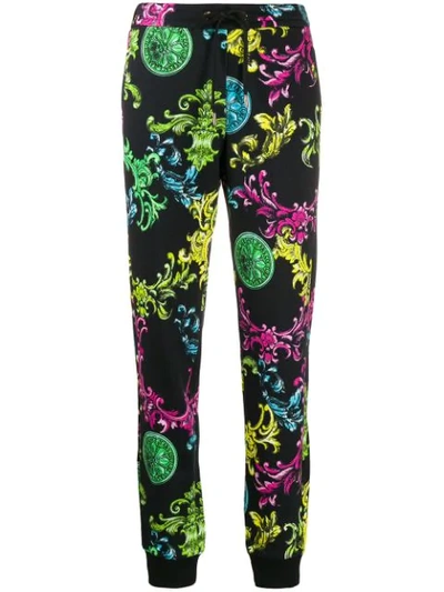 Versace Jeans Couture Ornate Print Track Trousers In Black