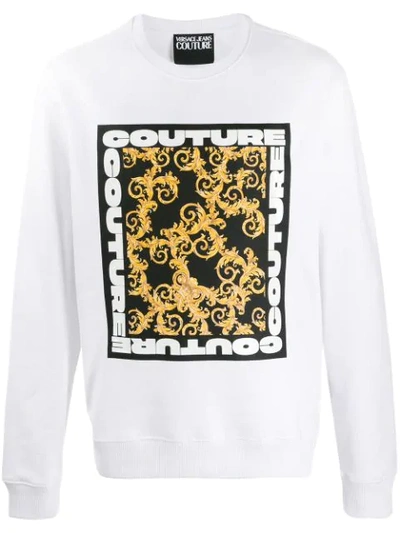 Versace Jeans Couture Baroque Print Sweatshirt In White