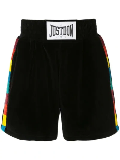 Just Don Velvet Track Shorts In Black