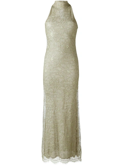Pre-owned Romeo Gigli Lace Overlay Evening Dress In Metallic
