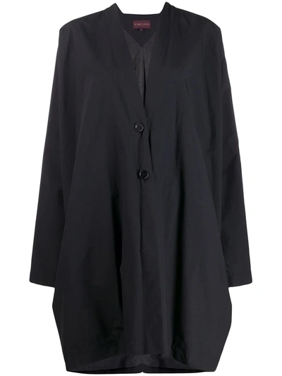 Pre-owned Romeo Gigli 1990s Knee-length Relaxed Coat In Black
