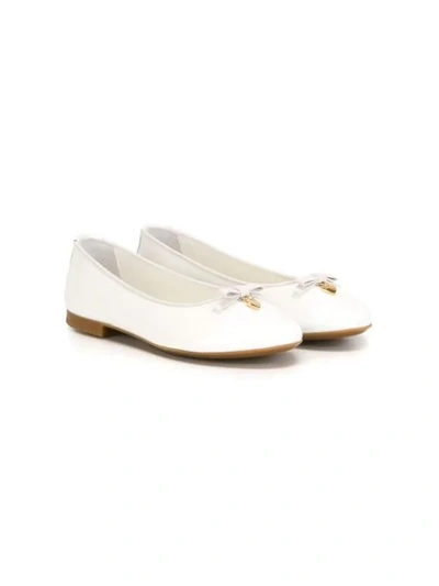 Dolce & Gabbana Kids' Logo-charm Ballerina Shoes In White