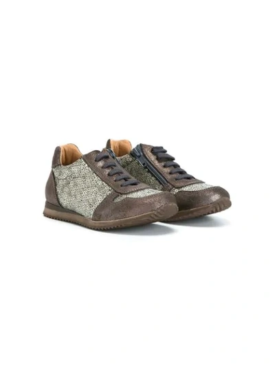 Pèpè Kids' Sequinned Sneakers In Brown