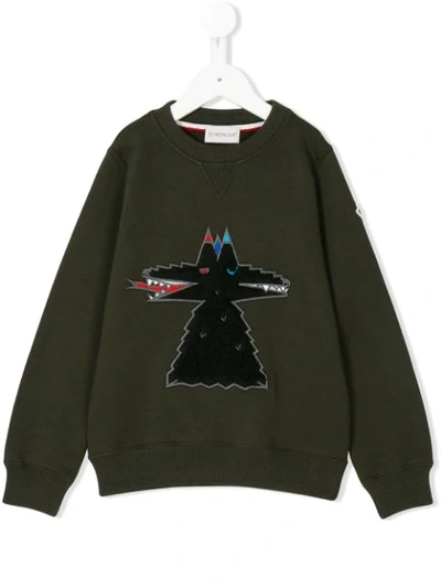 Moncler Kids' Embroidered Sweatshirt In Green