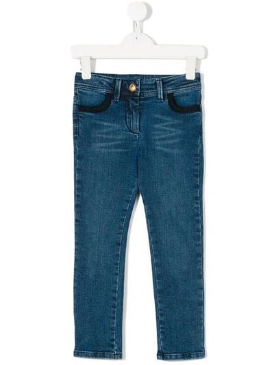 Moncler Kids' Straight Leg Jeans In Blue