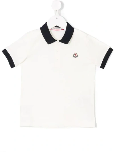 Moncler Kids' Logo Patch Polo Shirt In White