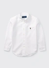 Polo Ralph Lauren Kids' Embroidered Logo Cotton Shirt In White