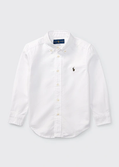 Ralph Lauren Kids' Embroidered Logo Cotton Shirt In White