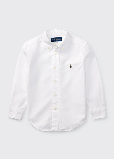 Polo Ralph Lauren Kids' Embroidered Logo Cotton Shirt In White