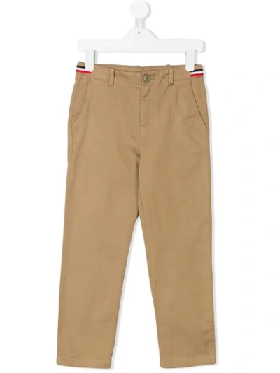 Moncler Kids' Side Stripe Chinos In Brown