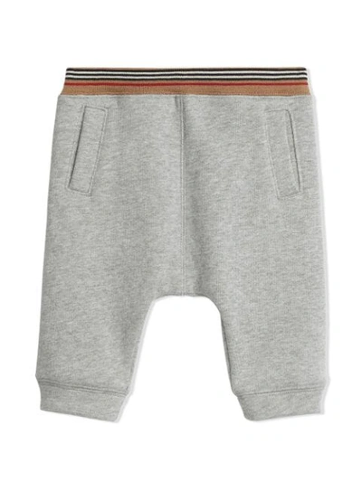 Burberry Babies' Heritage Stripe Cotton Jersey Sweatpants In Grey