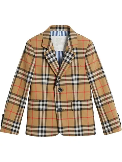 Burberry Kids' Vintage Check Blazer In Yellow ModeSens