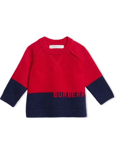 Burberry Babies' Logo Intarsia Cashmere Jumper In Red