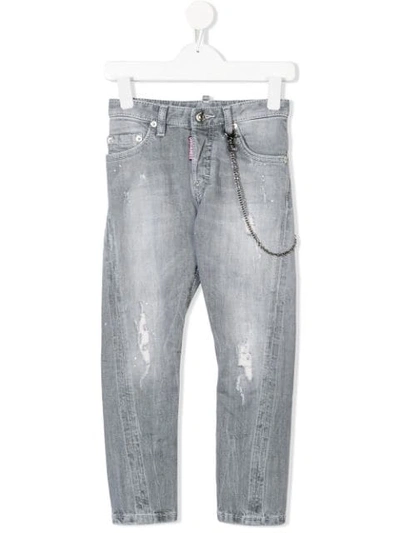 Dsquared2 Kids' Distressed Detail Jeans In Grey