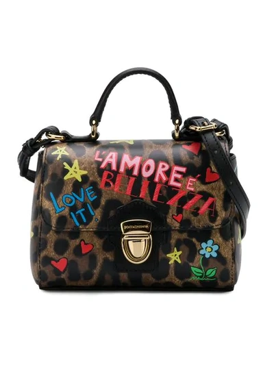 Dolce & Gabbana Kids' Printed Leather Handbag In Brown