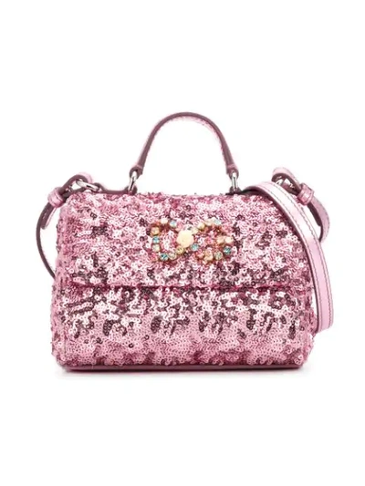 Dolce & Gabbana Kids' Sequin Foldover Shoulder Bag In Pink