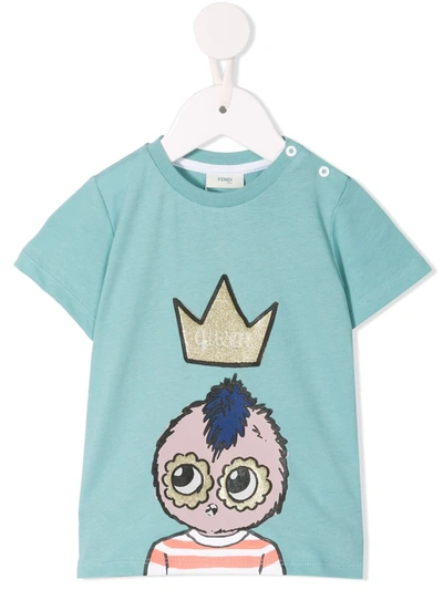 Fendi Babies' Crown T-shirt In Blue