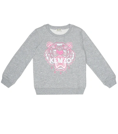 Kenzo Kids' Embroidered Cotton-blend Sweatshirt In Gray