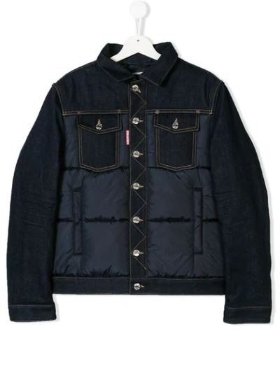 Dsquared2 Teen Padded Panel Denim Jacket In Blue
